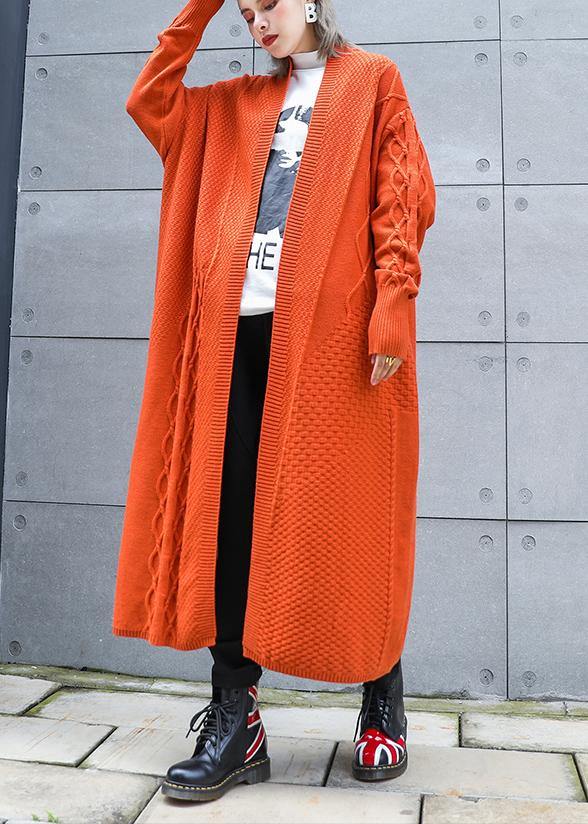 Aesthetic Orange Winter Knit Baggy Outwear