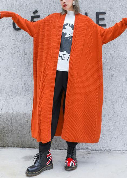 Aesthetic Orange Winter Knit Baggy Outwear