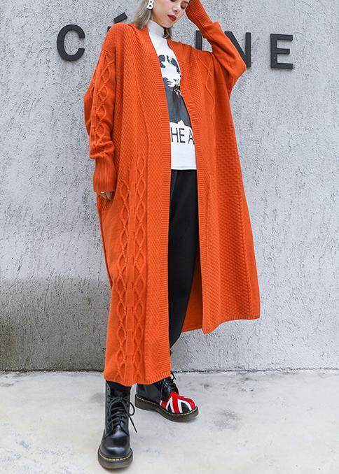 Aesthetic Orange Winter Knit Baggy Outwear