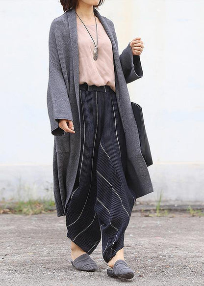 Aesthetic Sweaters Clothing Gray Pockets Batwing Sleeve Knit Jacket