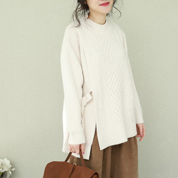 Aesthetic White Sweater Weather O Neck Bow Hipster Knit Top
