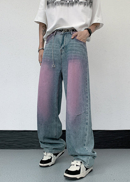 American Style Gradient Color Denim Pants Fall