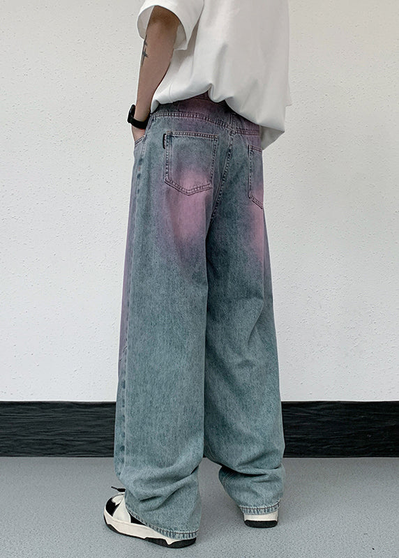 American Style Gradient Color Denim Pants Fall