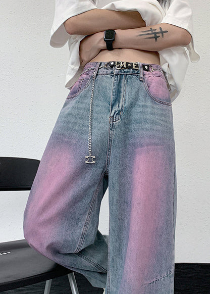 American Style Gradient Color Denim Pants Fall