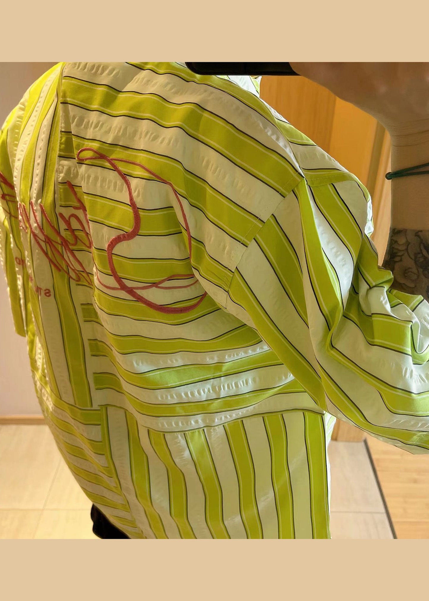 American Style Green Striped Patchwork Cotton Shirts Summer