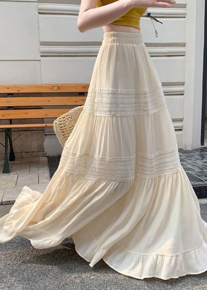 Apricot Elastic Waist a Line Skirts