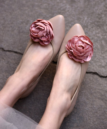 Apricot Flat Shoes for Splicing Pointed Toe