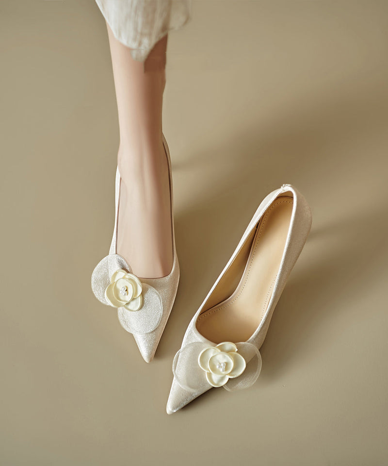 Apricot High Heels Stiletto Splicing Pointed Toe