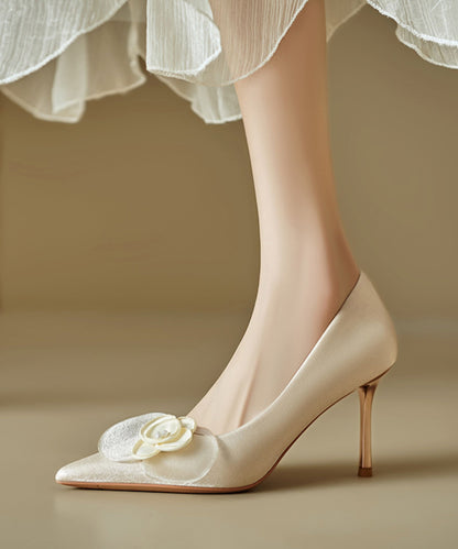 Apricot High Heels Stiletto Splicing Pointed Toe