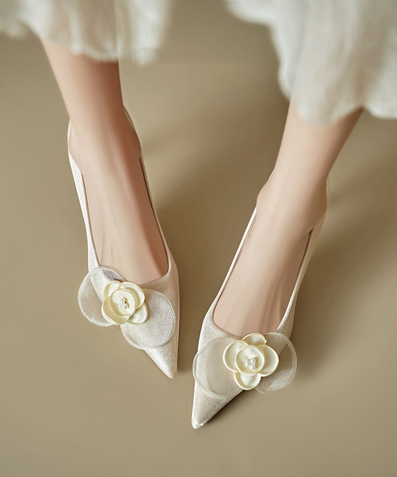 Apricot High Heels Stiletto Splicing Pointed Toe