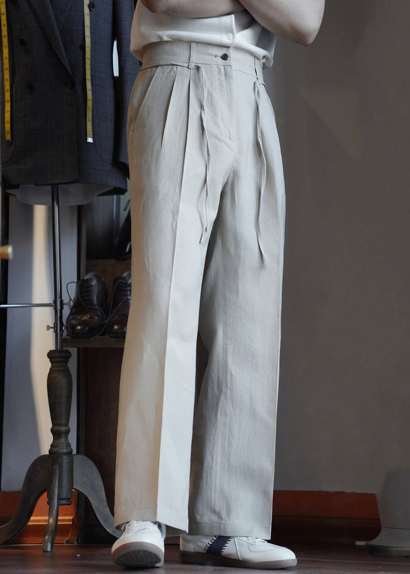 Apricot Pockets Cotton Clothing Straight Pants High Waist