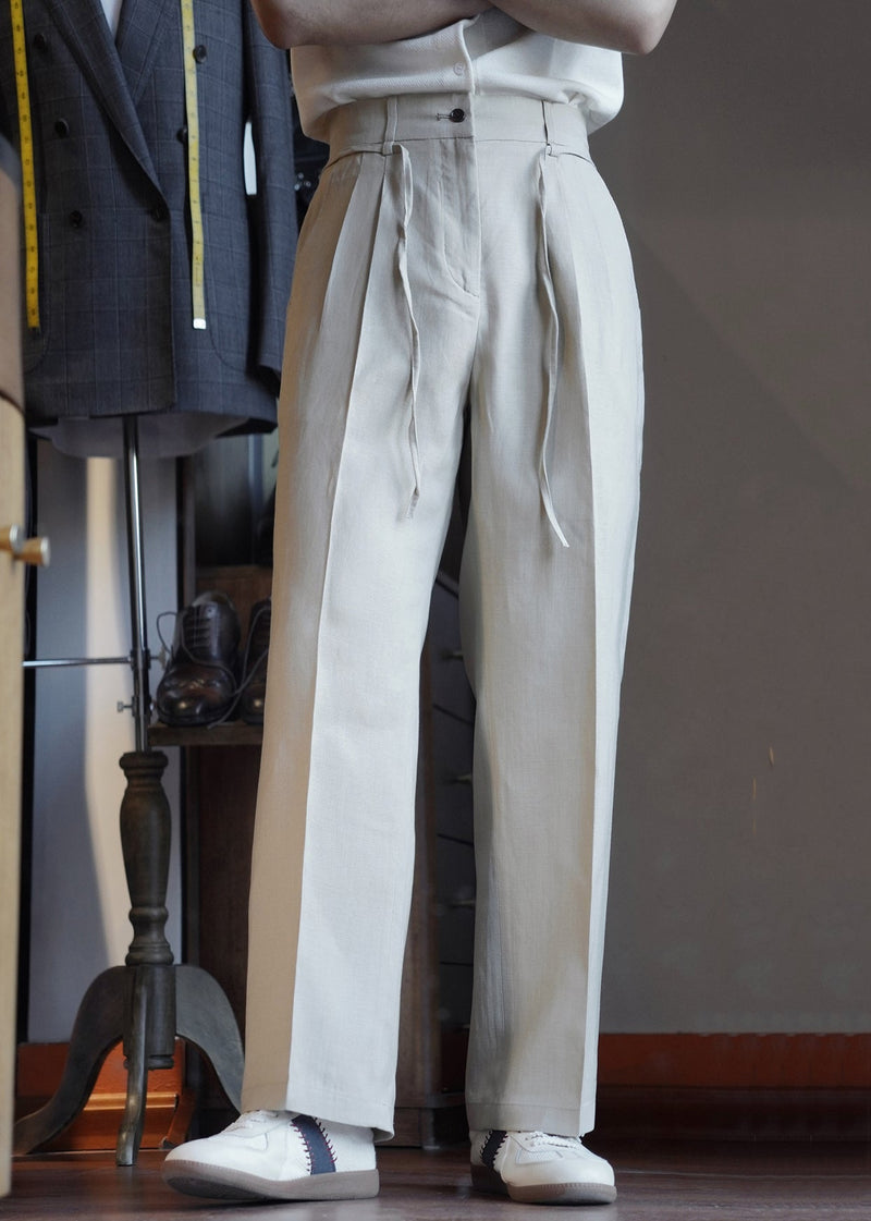Apricot Pockets Cotton Clothing Straight Pants High Waist