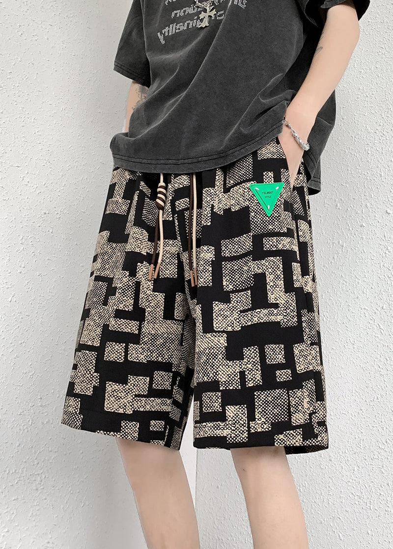 Apricot Pockets Cotton French Shorts Elastic Waist Summer