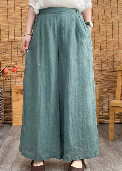 Aqua High Waist Linen Long Pants