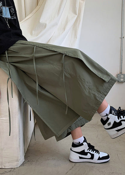 Army Green Elastic Waist Leg Pants Pants Summer