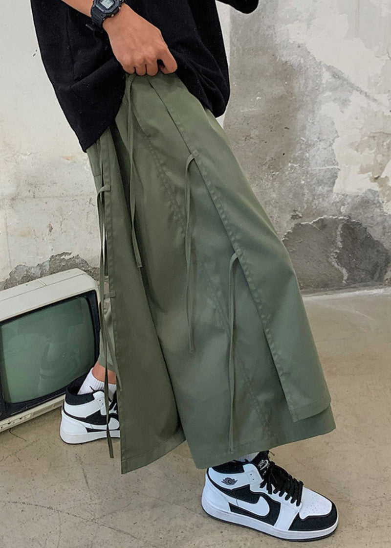 Army Green Elastic Waist Leg Pants Pants Summer