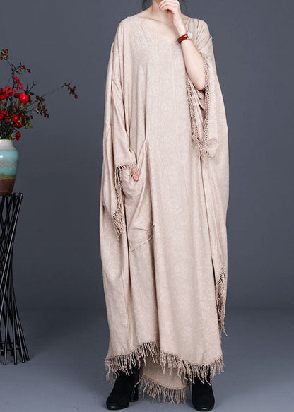 Art Apricot Pockets Asymmetrical Design Fall Dresses