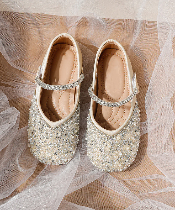 Art Apricot Sequins Soft Buckle Strap Flat Shoes