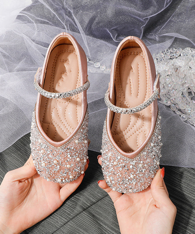 Art Apricot Sequins Soft Buckle Strap Flat Shoes