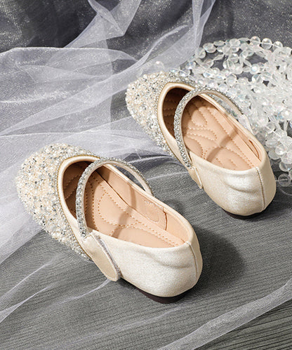 Art Apricot Sequins Soft Buckle Strap Flat Shoes