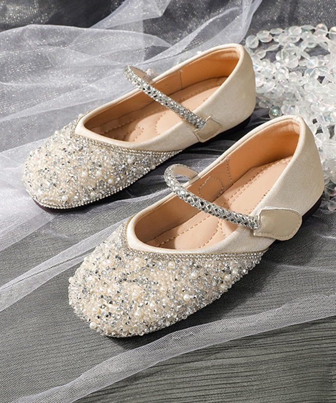 Art Apricot Sequins Soft Buckle Strap Flat Shoes