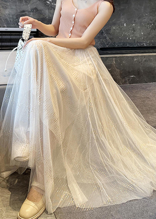 Art Apricot Wire High Waist Tulle Skirts Summer