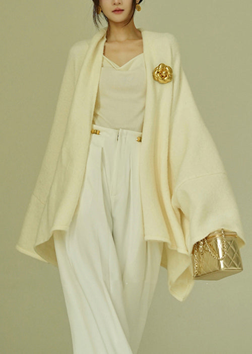 Art Beige Asymmetrical Woolen Coats Winter