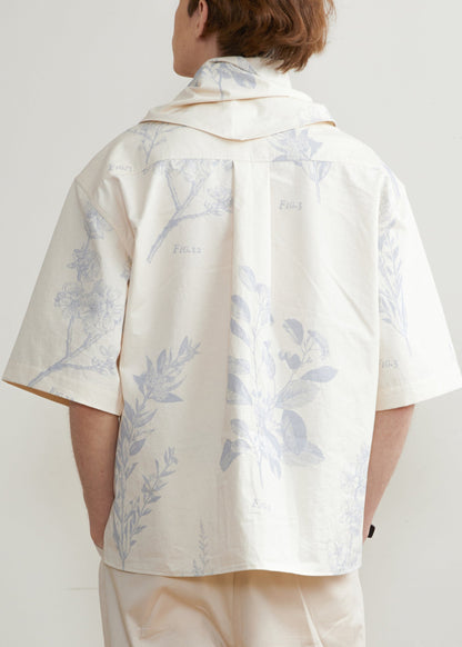 Art Beige Print Button Cotton Shirts Half Sleeve