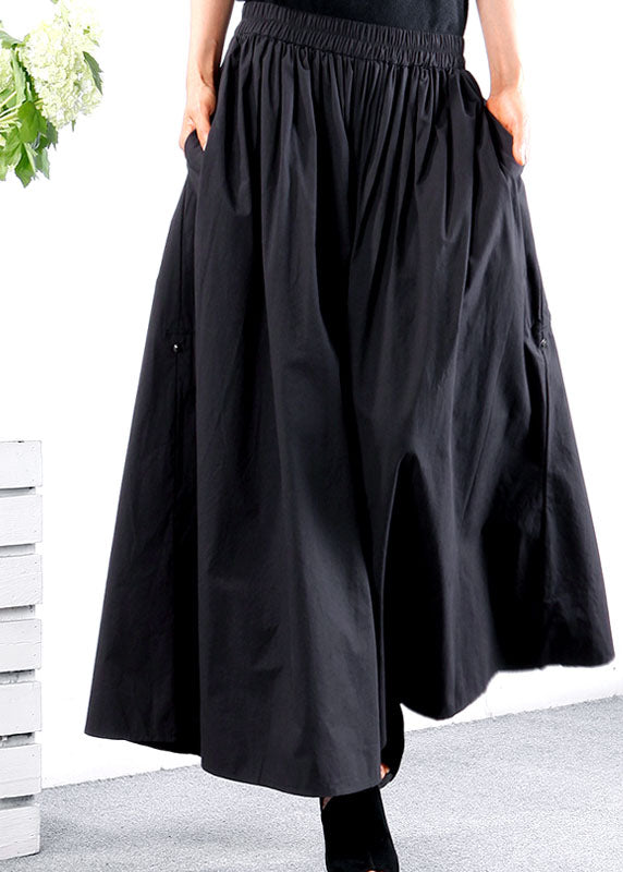 Art Black Loose Pockets Wide Leg Pants Spring
