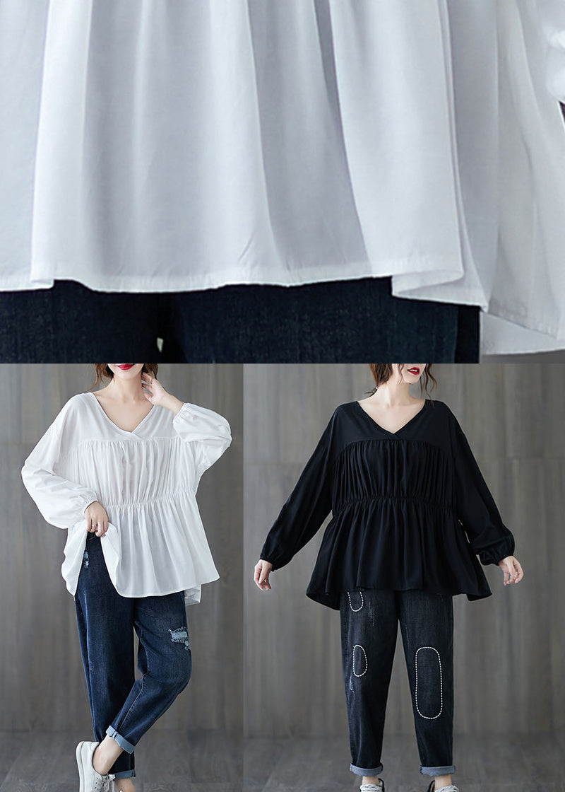 Art Black Loose Lantern Sleeve Fall Shirts