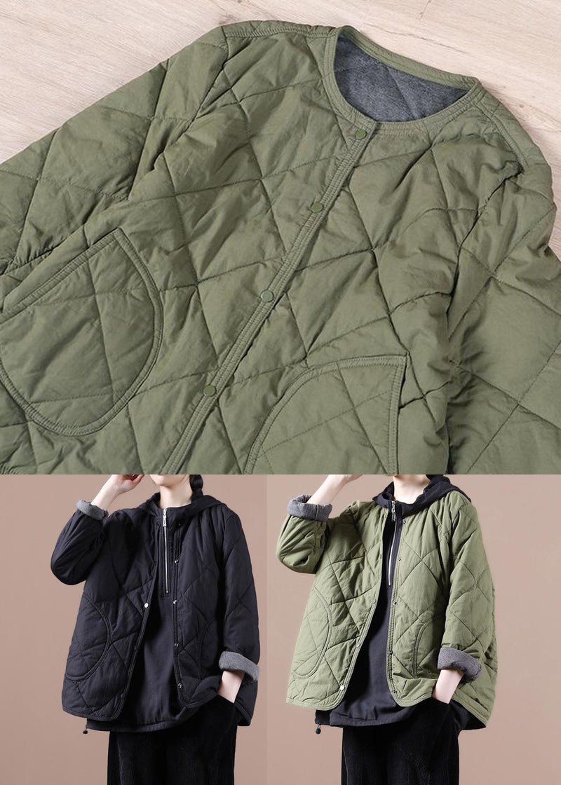 Art Black O-neck Oversized Fine Cotton Filled Coat Winter