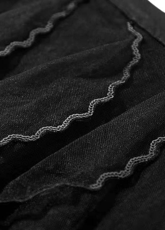 Art Black Sequins Ruffles Fall Skirts