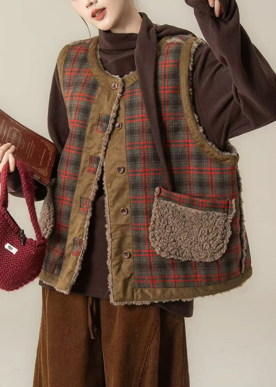 Art Brown Oversized Wear on Both Sides Teddy Vest Jacket Winter