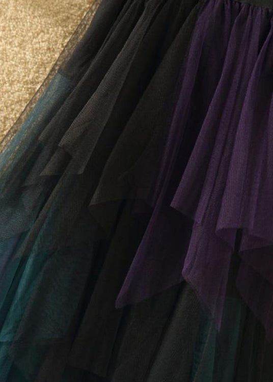 Art Tulle Asymmetrical Patchwork Fall Skirt