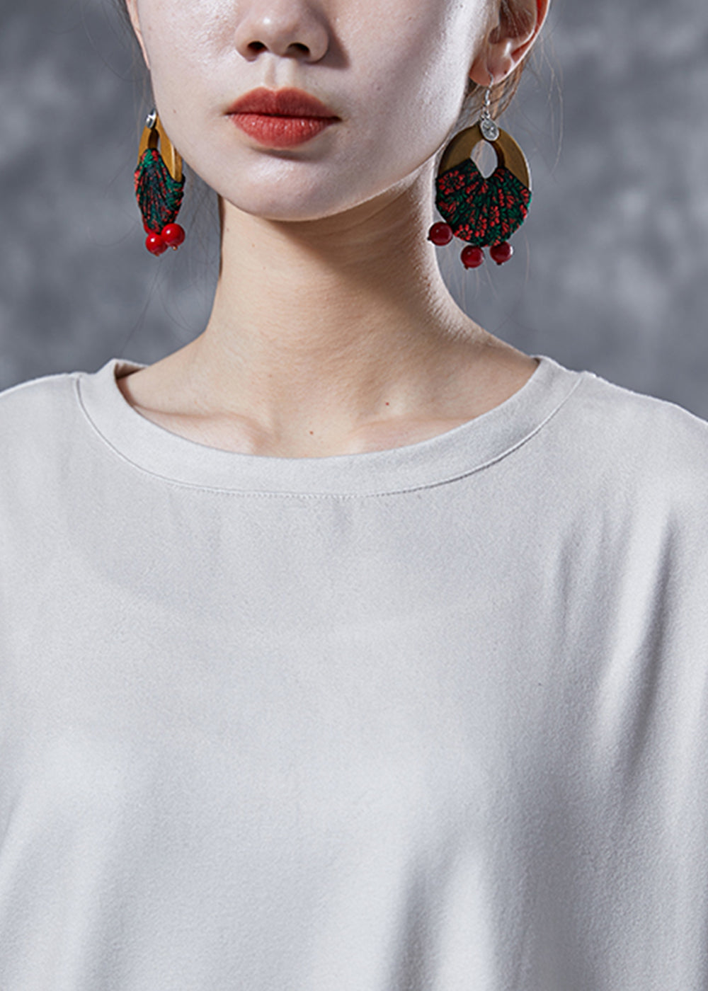 Art Colorblock Oversized Print Pockets Cotton Tops Spring