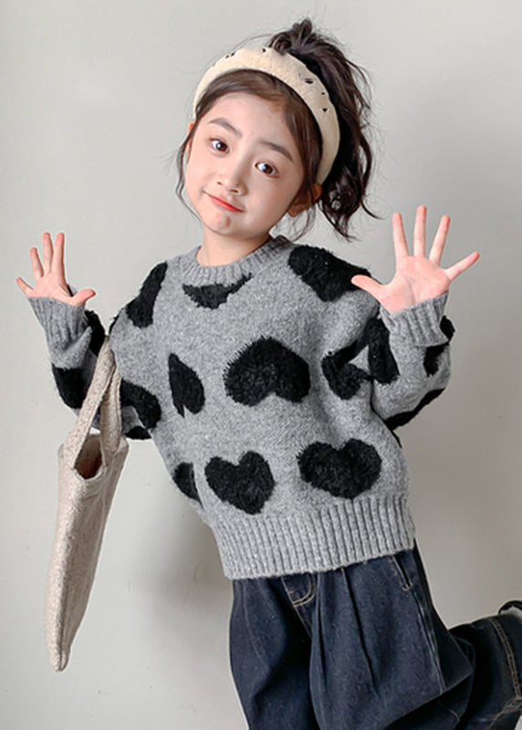 Art Grey O-neck Thick Cotton Knit Sweater Spring