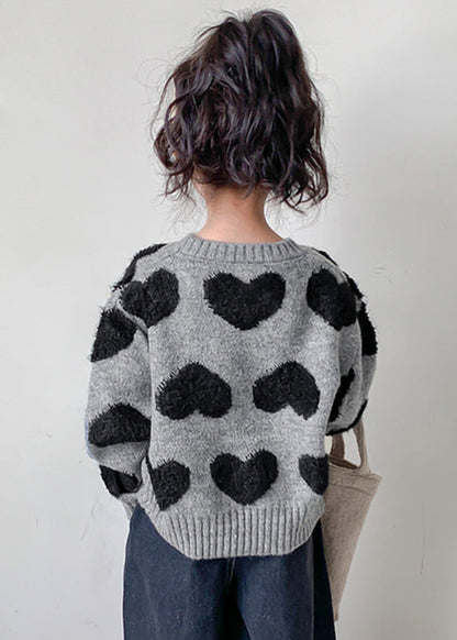 Art Grey O-neck Thick Cotton Knit Sweater Spring