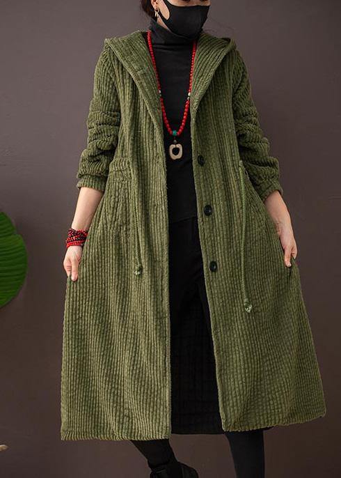 Art Hooded Drawstring Clothes for Green Tunic Coats
