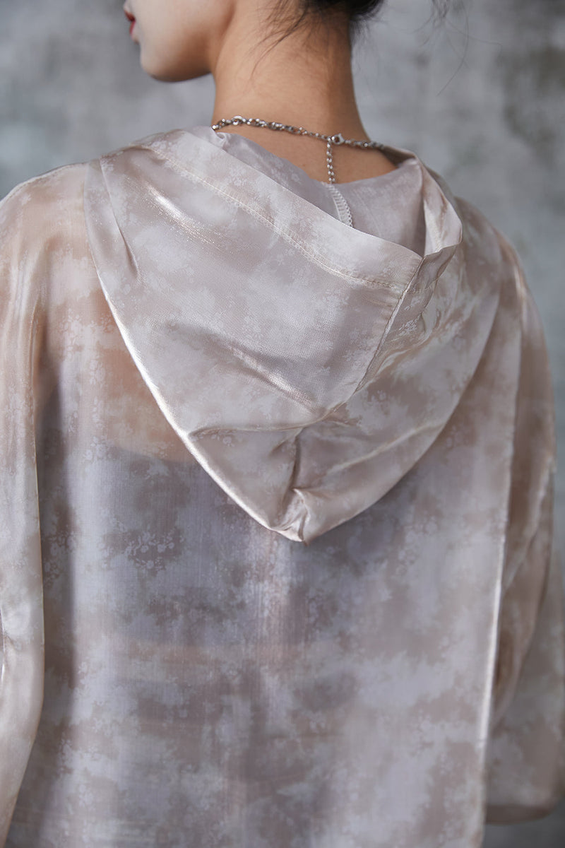 Art Khaki Oversized Drawstring Upf 50+ Coat Jacket Spring