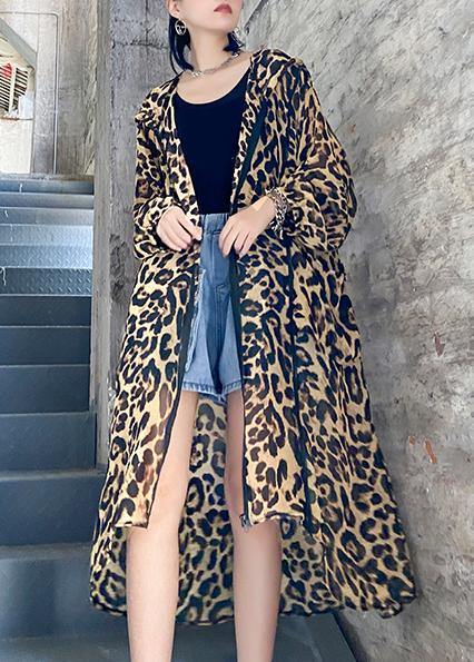 Art Leopard Dresses Metropolitan Museum Life Hooded Zippered Maxi Summer Dress