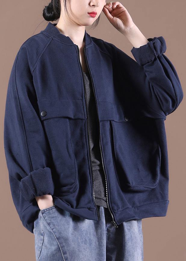 Art Navy Zippered Spring Jacket