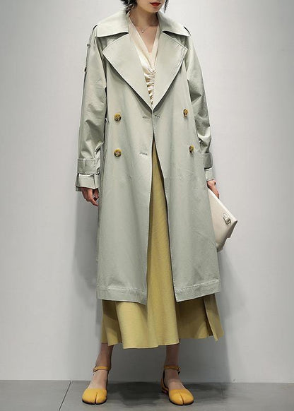 Art Notched Pockets Tunic Coats Light Green Knee Coat