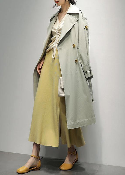 Art Notched Pockets Tunic Coats Light Green Knee Coat