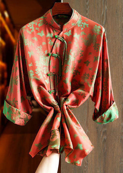 Art Yellow Text Double-layer Collar Asymmetrical Jacquard Silk Shirt Top Fall