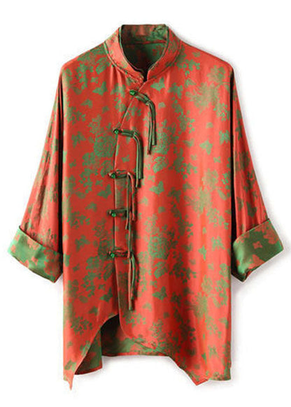 Art Yellow Text Double-layer Collar Asymmetrical Jacquard Silk Shirt Top Fall