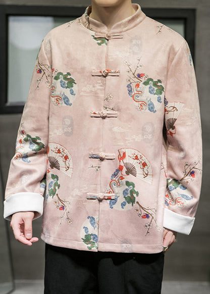 Art Pink Stand Colla Button Faux Suede Coats Spring