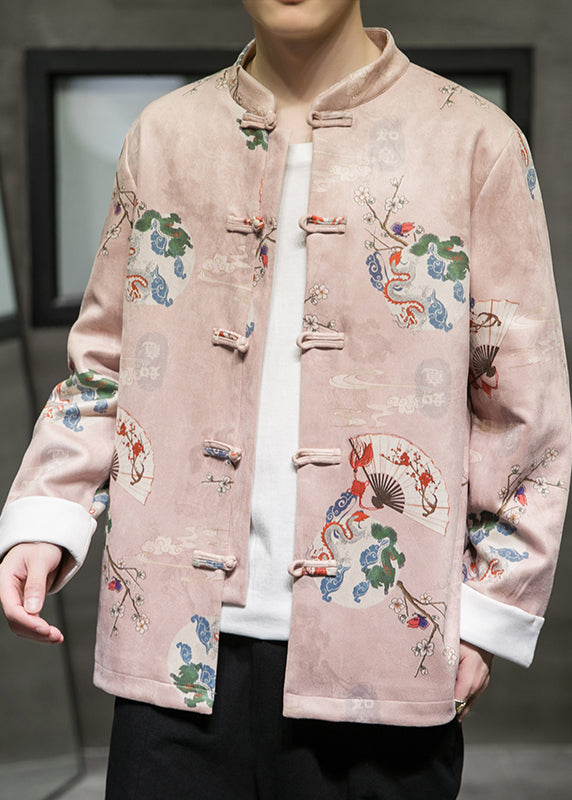 Art Pink Stand Colla Button Faux Suede Coats Spring