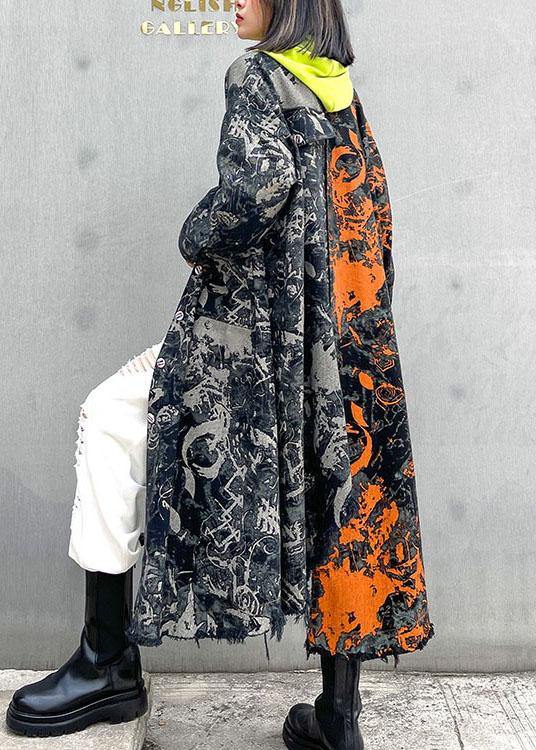 Art Pockets Button Asymmetrical Design Fall Hoodie Coat Long Sleeve
