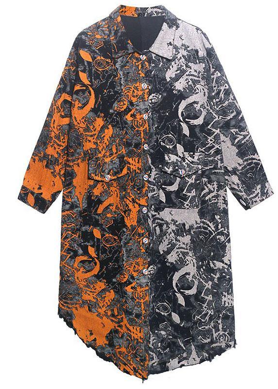 Art Pockets Button Asymmetrical Design Fall Hoodie Coat Long Sleeve
