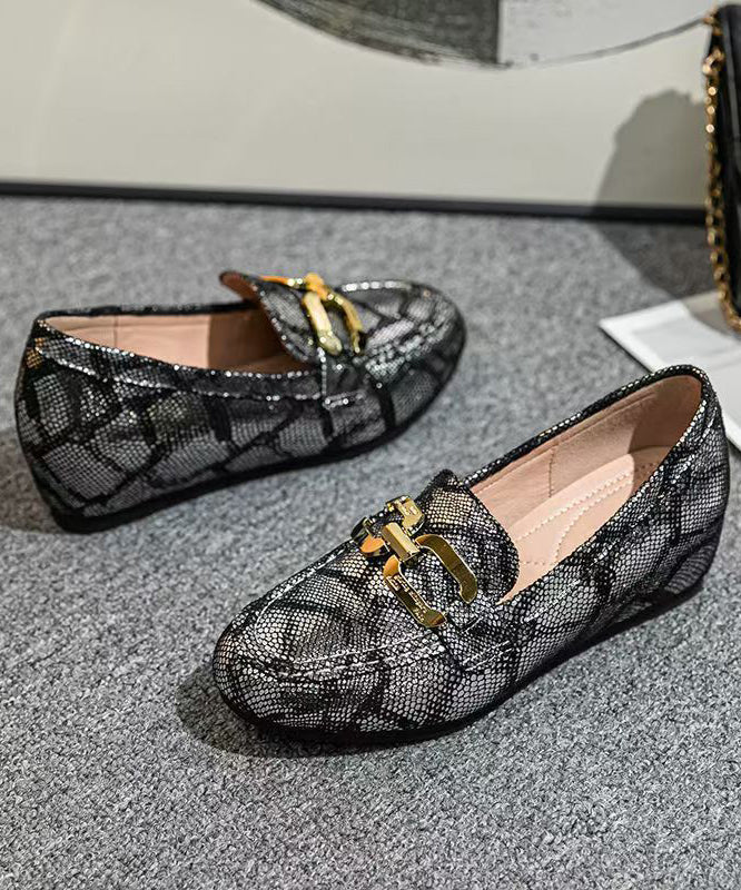 Art Splicing Wedge Loafers for Black Faux Leather